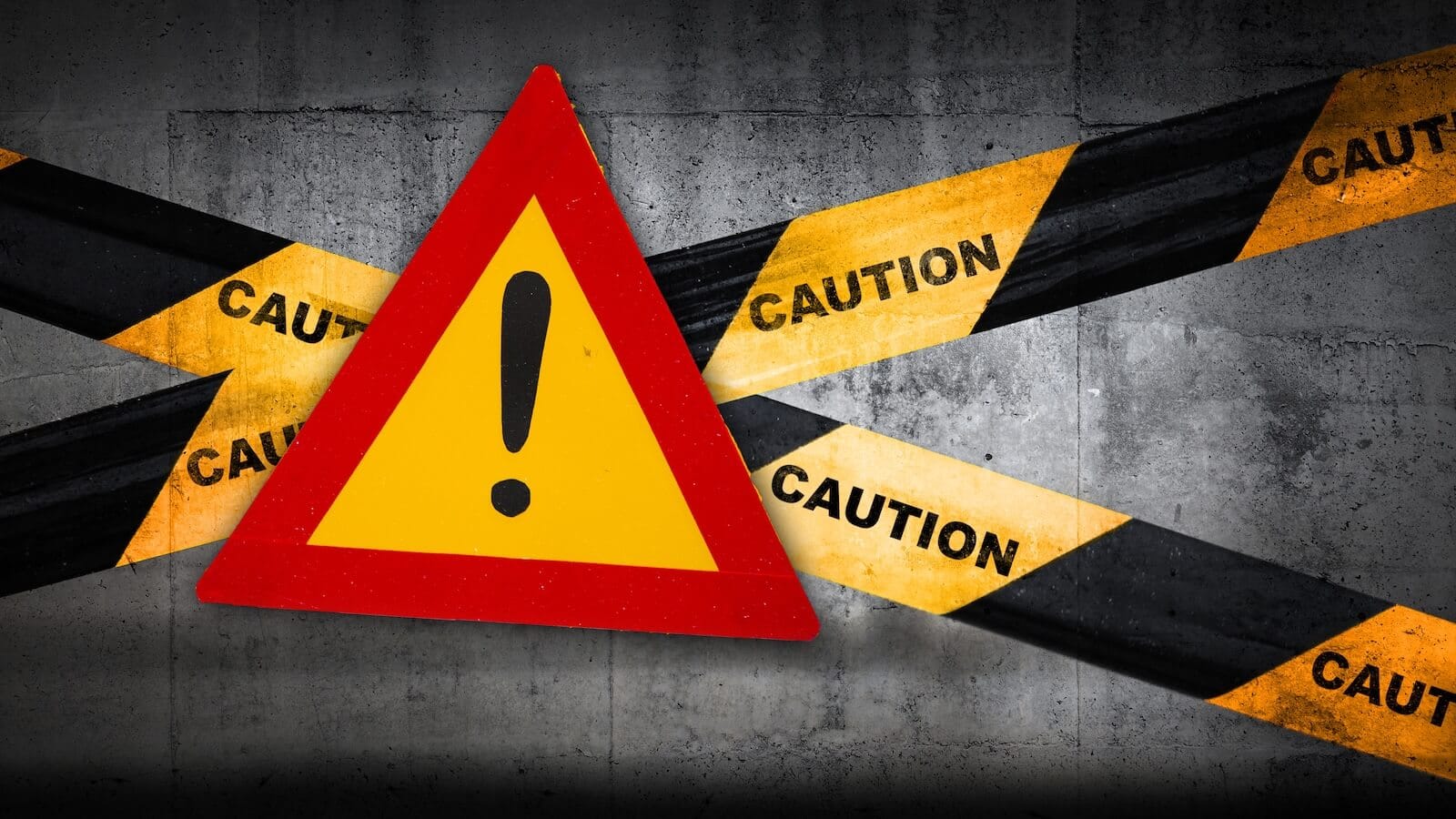 Caution sign indicating warning sign in stock market