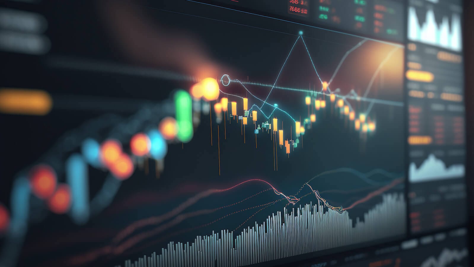 Chart of stock price displaying indicators