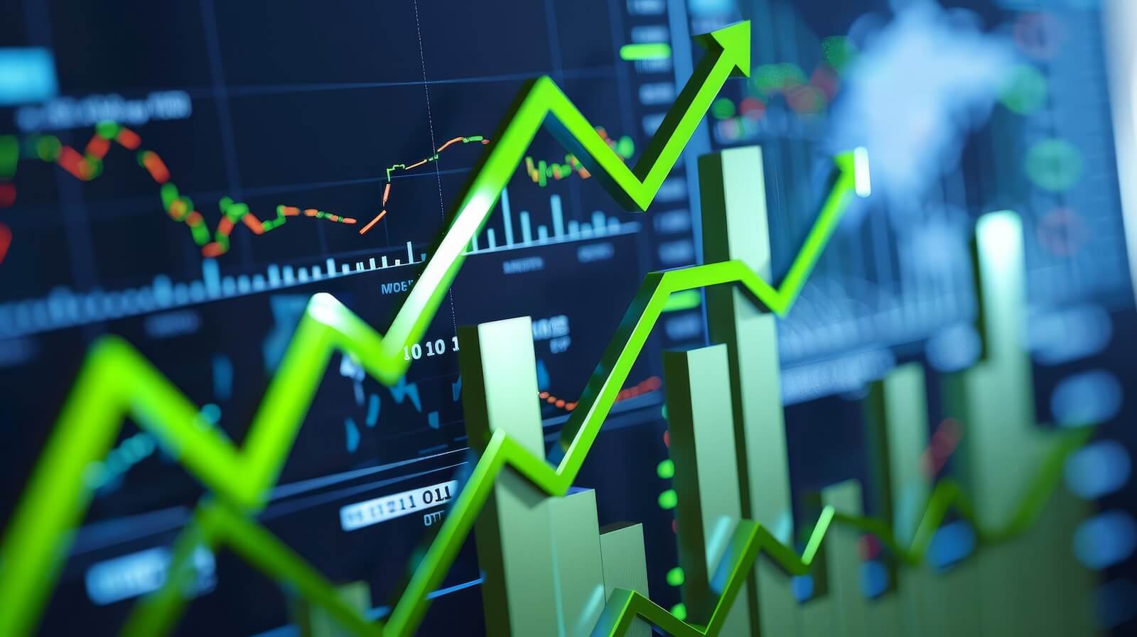 Green arrows on stock market chart