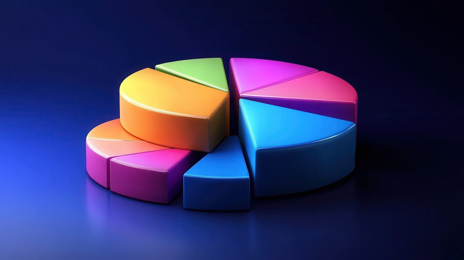 Two pie charts stacked with top one showing different leadership