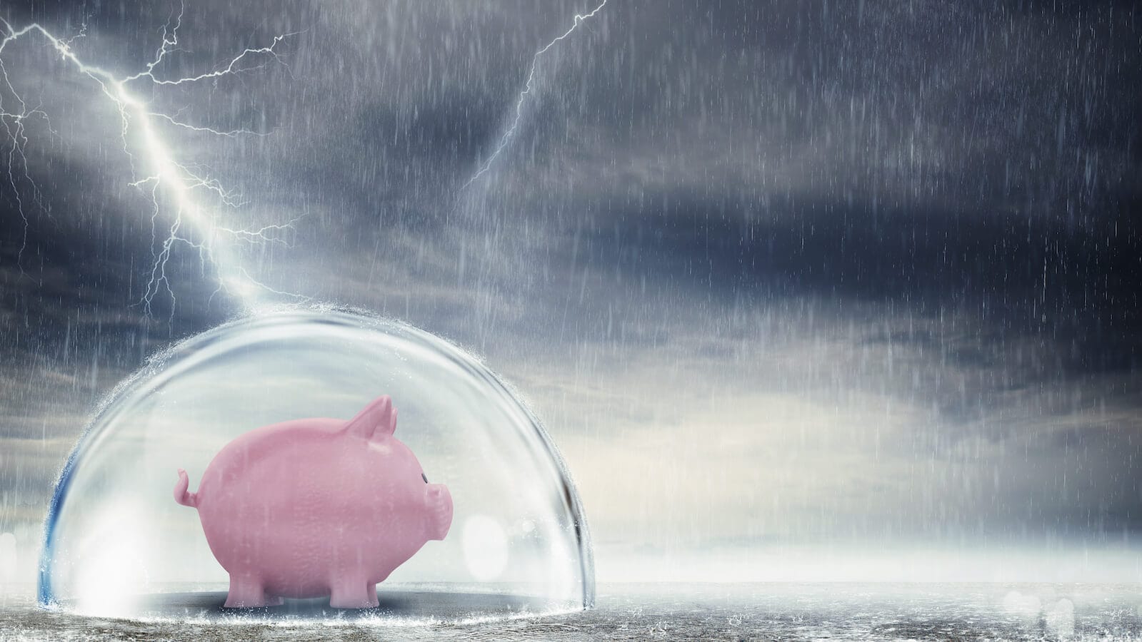 Piggy bank covered by a glass dome