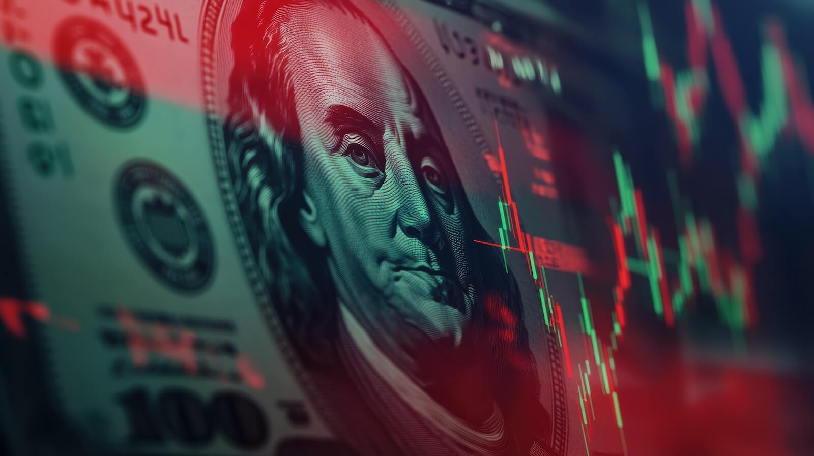 US dollar with candlestick chart in foreground