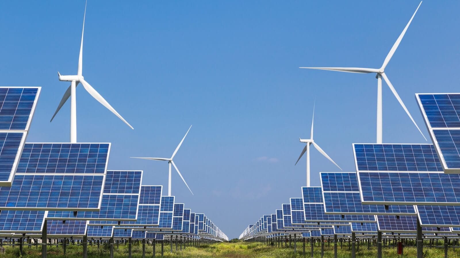 Solar panels and wind turbines: clean energy